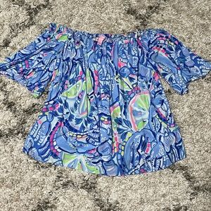 Lilly Pulitzer Off the shoulder top Blue Peri Pinch Pinch